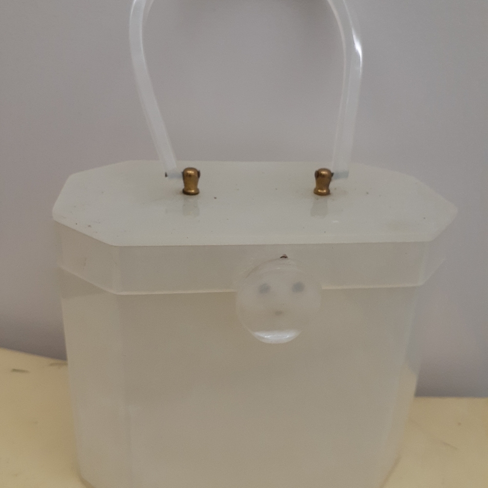 Vintage Pearl White Lucite Box Purse Wedding Bag